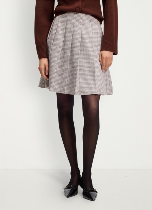 HUGO Mini rok met ruitdessin - detail 2 beige