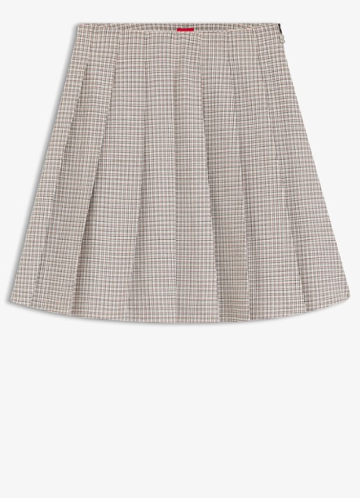 HUGO Mini rok met ruitdessin - voorkant 4 beige