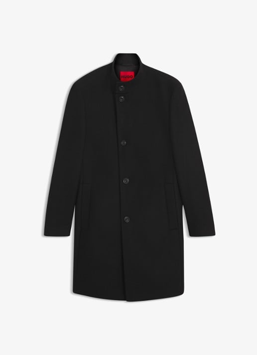HUGO Mintrax mantel in wolblend met opstaande kraag