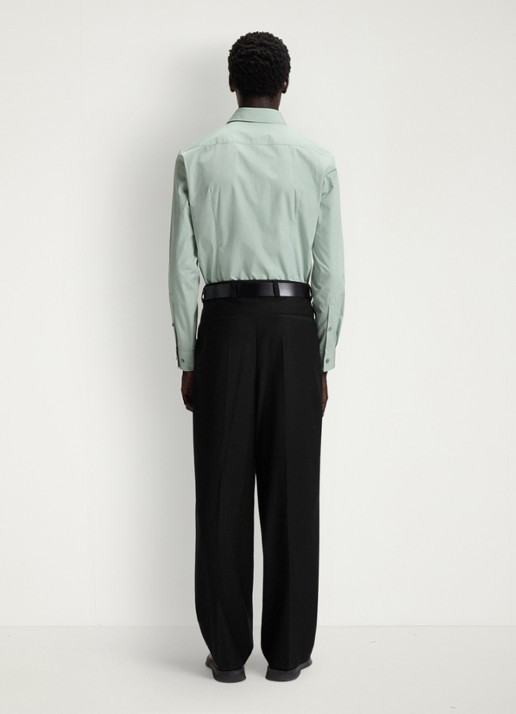 HUGO Modern fit pantalon in wolblend met persplooi - achterkant zwart