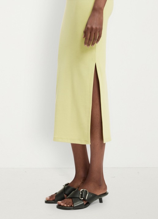 HUGO Nalimera midi kokerjurk met logo en split - detail 5 medium beige-267 / beige