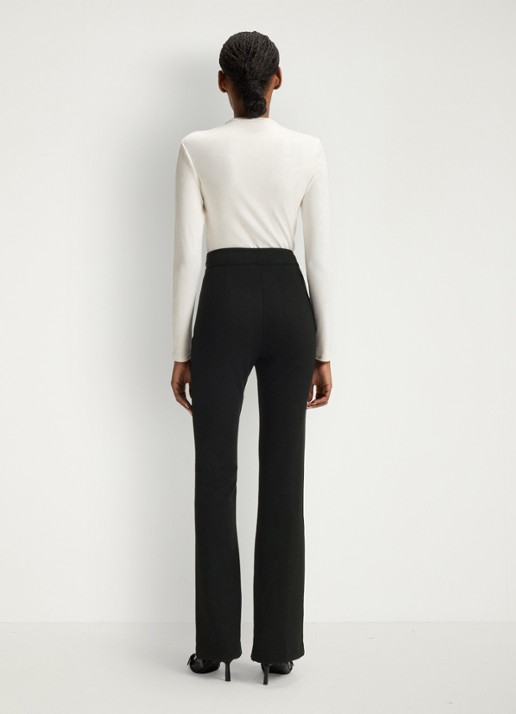 HUGO Nalvasi high waist flared fit pantalon met siernaad - achterkant 5 zwart