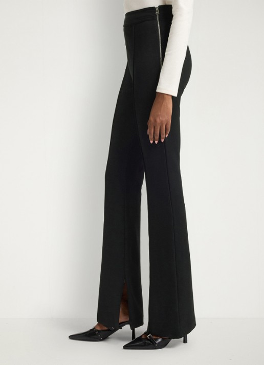 HUGO Nalvasi high waist flared fit pantalon met siernaad - detail 2 zwart