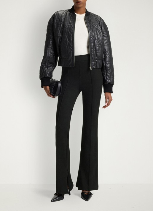 HUGO Nalvasi high waist flared fit pantalon met siernaad - voorkant 4 zwart