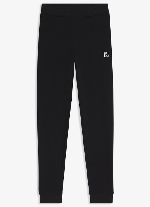 HUGO Nelfinia high waist tapered fit joggingbroek met logoborduring - voorkant zwart