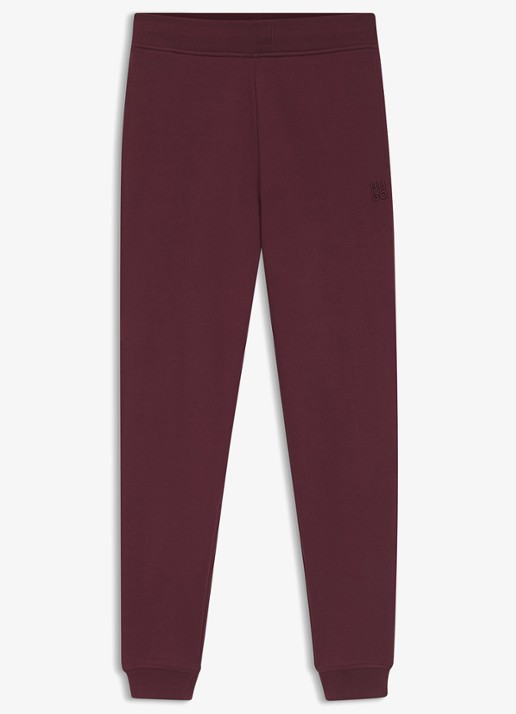 HUGO Nelfinia high waist tapered fit joggingbroek met logoborduring - voorkant 2 bordeauxrood
