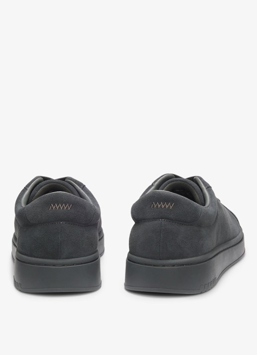 HUGO Neston_tenn_sd sneakers van suède met logo - detail dark grey-024 / grijs