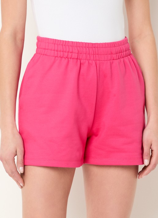 HUGO Ninoosta high waist straight fit korte joggingbroek met logoborduring - detail 4 bright pink-675 / roze