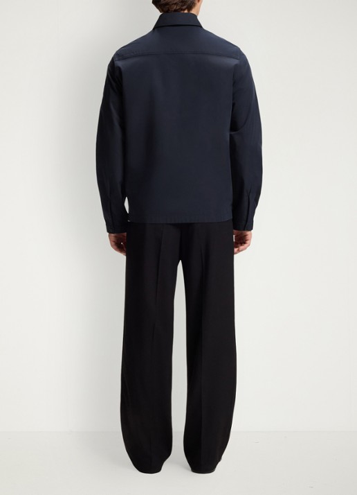 HUGO Overshirt van canvas en een katoenmix met ritssluiting en logolabel - achterkant 4 dark blue-405 / blauw