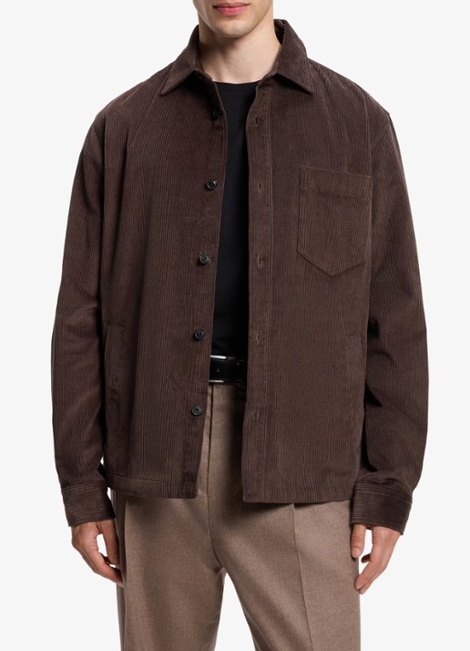 HUGO Overshirt van corduroy met borstzak