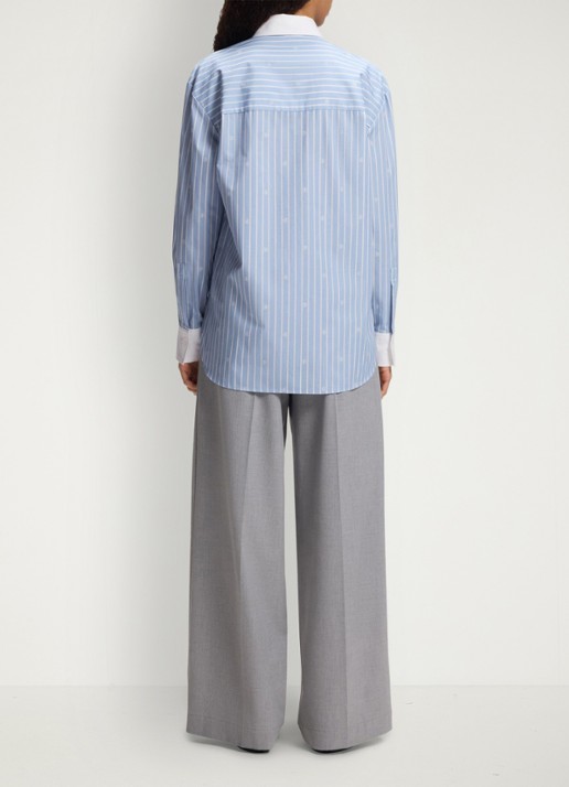 HUGO Oversized blouse met streepprint - achterkant 6 donkerblauw