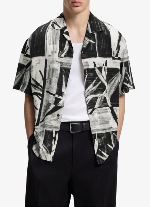 HUGO Oversized fit overhemd met grafische print
