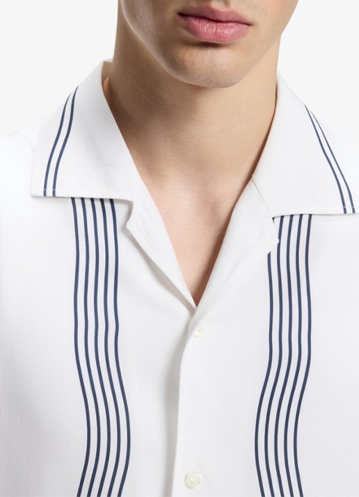 HUGO Oversized fit overhemd met grafische print - detail 2 creme