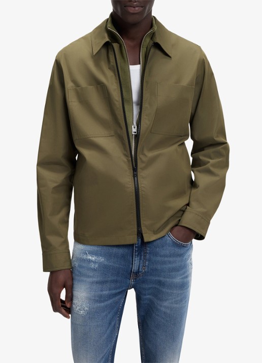 HUGO Oversized-fit overshirt van canvas van een katoenmix