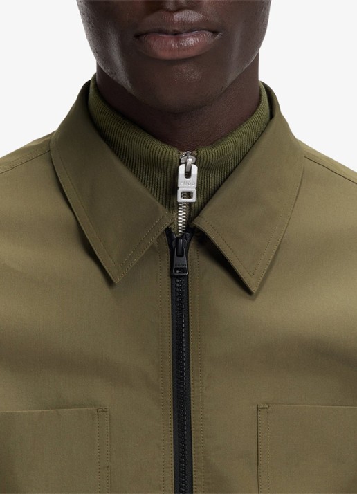 HUGO Oversized-fit overshirt van canvas van een katoenmix - detail 3 khaki