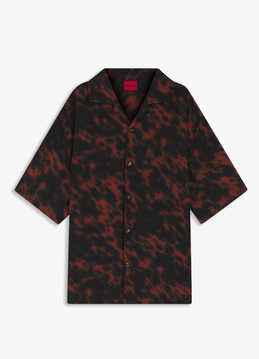 HUGO Oversized overshirt met grafische print - voorkant zwart