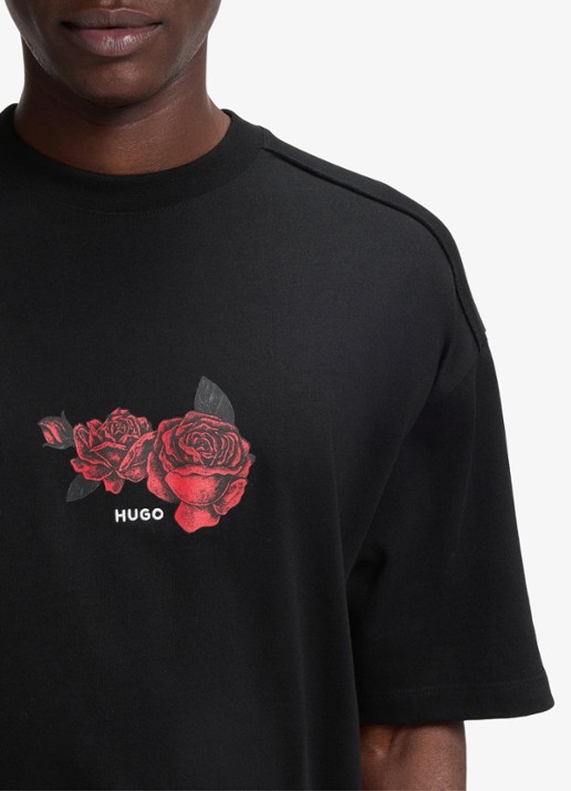 HUGO Oversized T-shirt met print - detail 2 zwart