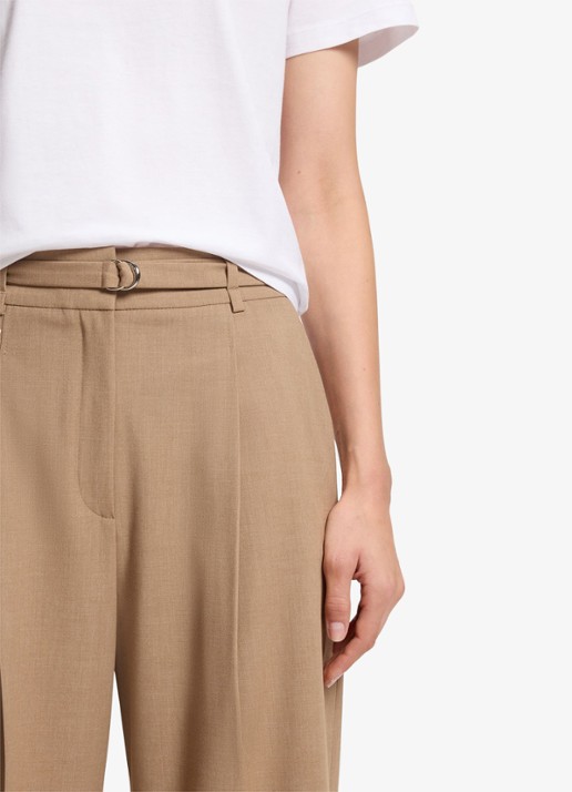 HUGO Pantalon met plooien en ceintuur - detail 4 camel