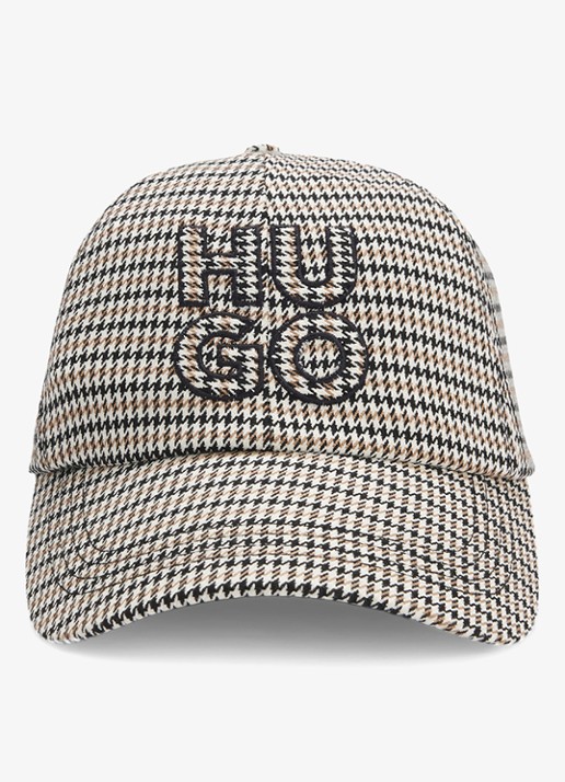 HUGO Pet met pied-de-poule-dessin en logo  - detail 3 open miscellaneous-971 / beige
