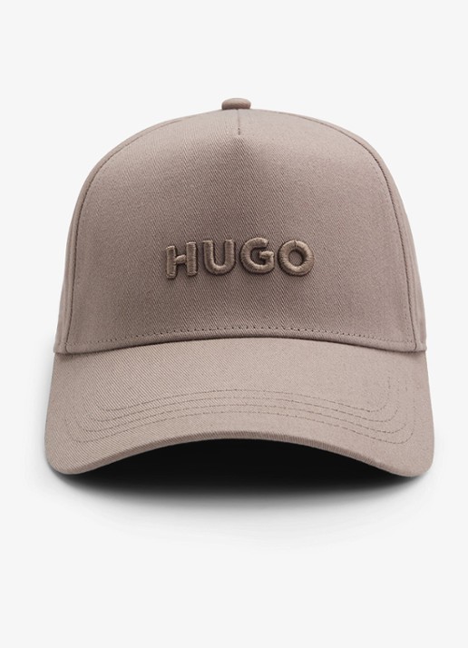 HUGO Pet van katoenen twill met logo - voorkant 2 light/pastel brown-237 / bruin