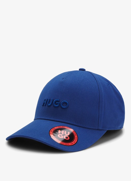 HUGO Pet van katoenen twill met logo - achterkant 2 open blue-498 / blauw