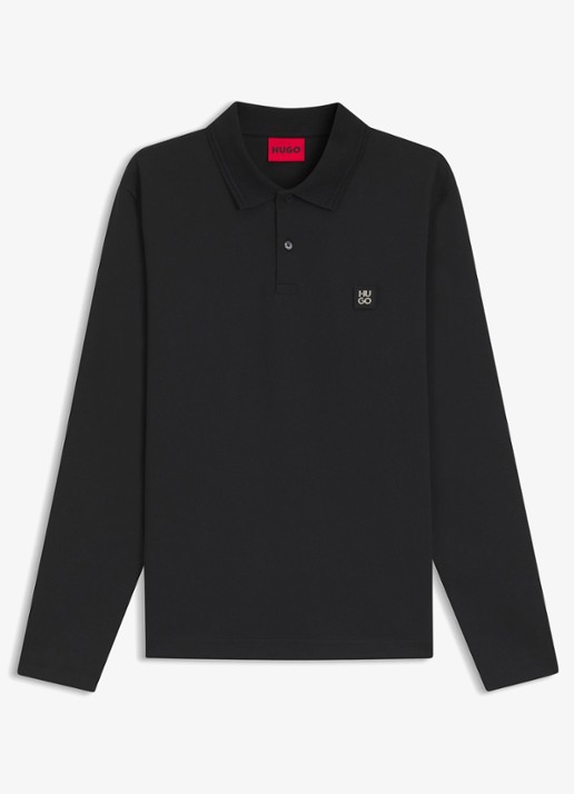 HUGO Polo met logo - voorkant 2 zwart