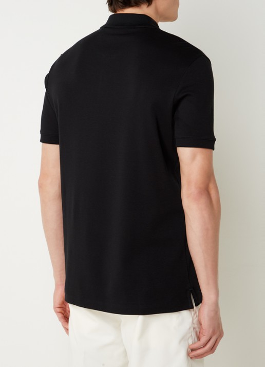 HUGO Polo van katoenpiqué met contrastlogo - achterkant 5 black-001 / zwart