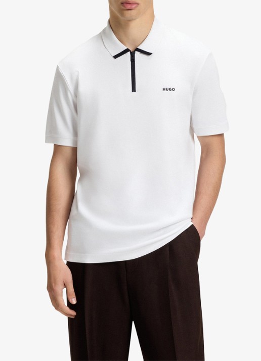 HUGO Polo van katoenpiqué met contrastlogo