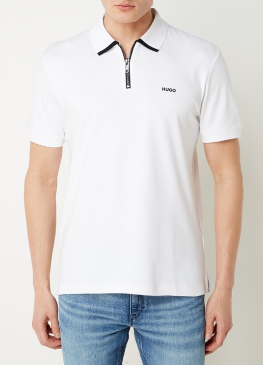 HUGO Polo van katoenpiqué met contrastlogo