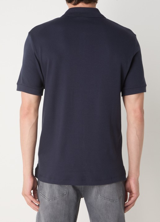 HUGO Polo van katoenpiqué met contrastlogo - achterkant 3 dark blue-405 / blauw