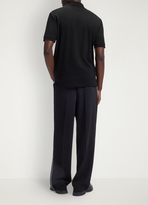HUGO Polo van katoenpiqué met contrastlogo - achterkant black-002 / zwart
