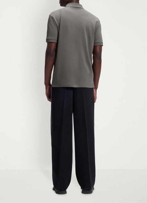 HUGO Polo van katoenpiqué met contrastlogo - achterkant 3 dark grey-025 / grijs