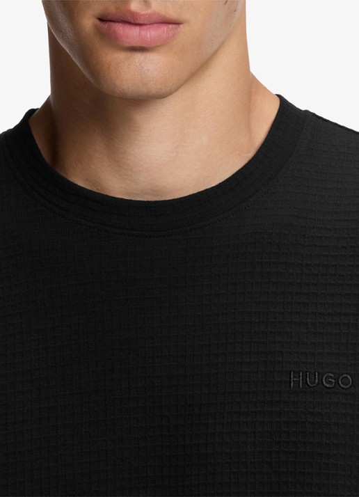 HUGO Pyjama-T-shirt van een katoenmix met wafelstructuur - detail 2 zwart