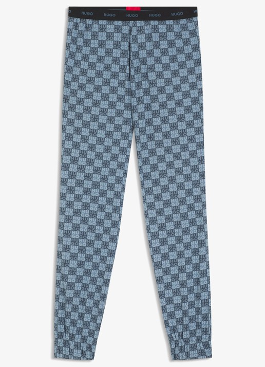 HUGO Pyjamabroek met logoprint - voorkant 4 blauwgrijs