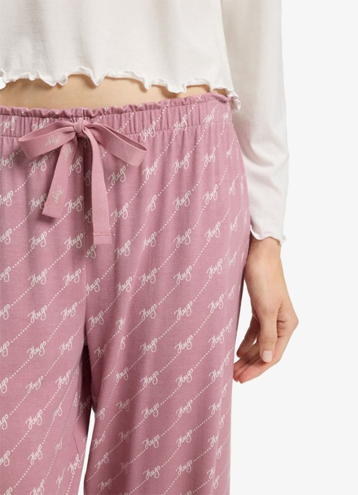 HUGO Pyjamabroek van stretchjersey met all-over print - detail 2 open pink-698 / roze