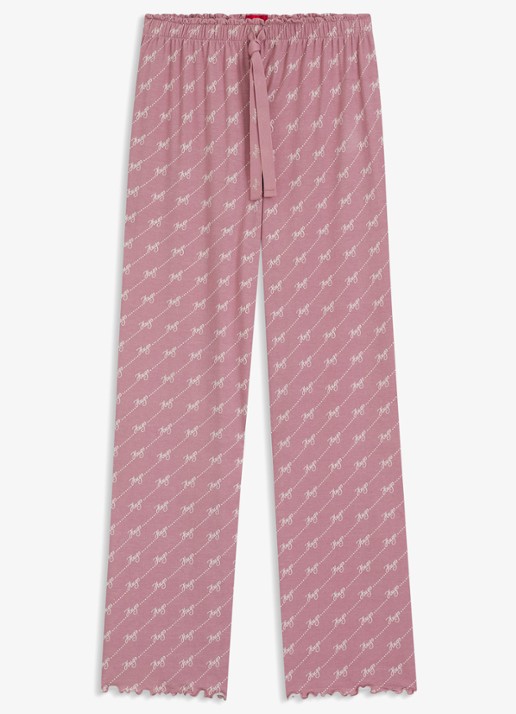 HUGO Pyjamabroek van stretchjersey met all-over print - voorkant 4 open pink-698 / roze