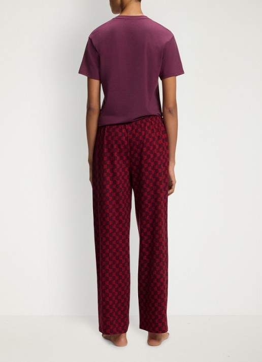 HUGO Pyjamabroek van stretchjersey met all-over print - achterkant 5 donkerrood