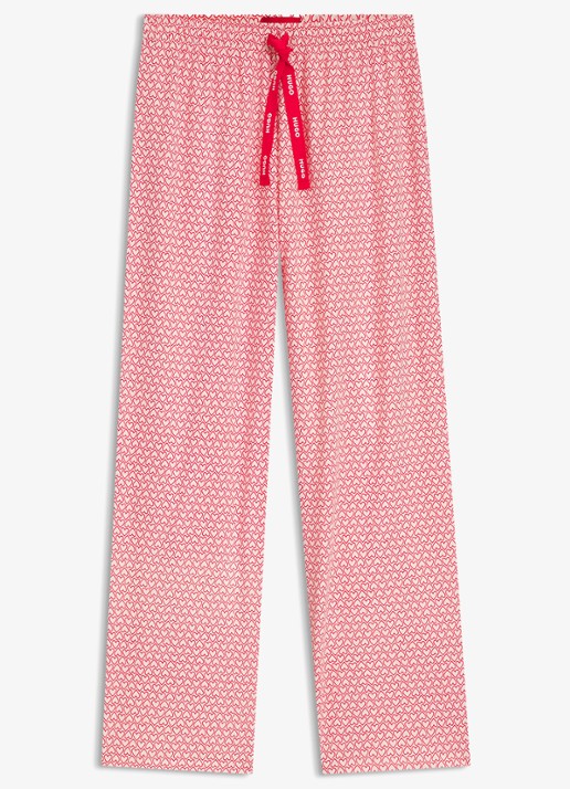 HUGO Pyjamabroek van stretchjersey met all-over print - voorkant 2 lichtroze