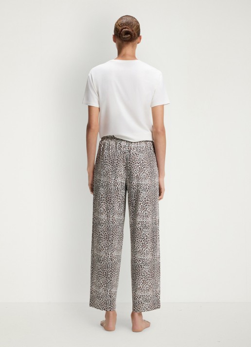 HUGO Pyjamabroek van stretchjersey met all-over print - achterkant 5 lichtbruin