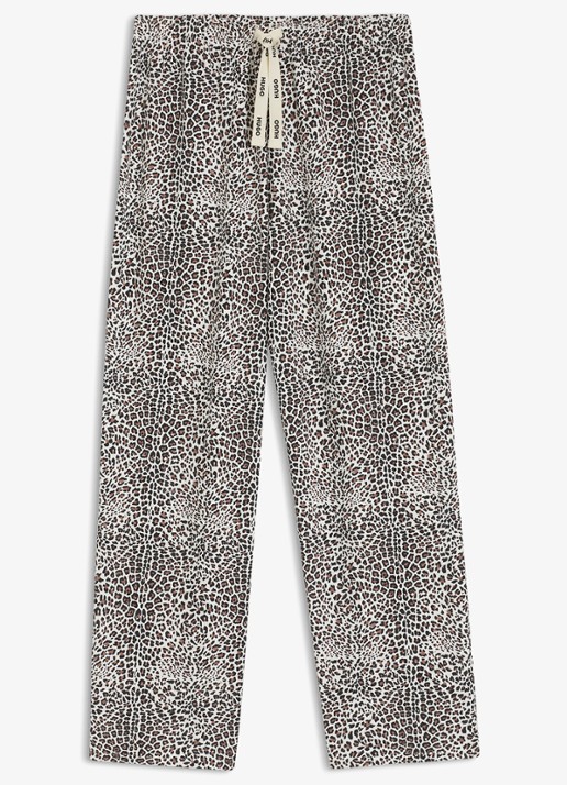 HUGO Pyjamabroek van stretchjersey met all-over print - voorkant 3 lichtbruin