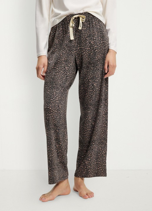 HUGO Pyjamabroek van stretchjersey met all-over print - detail 3 middengrijs