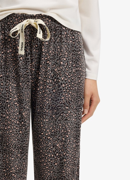 HUGO Pyjamabroek van stretchjersey met all-over print - detail 4 middengrijs