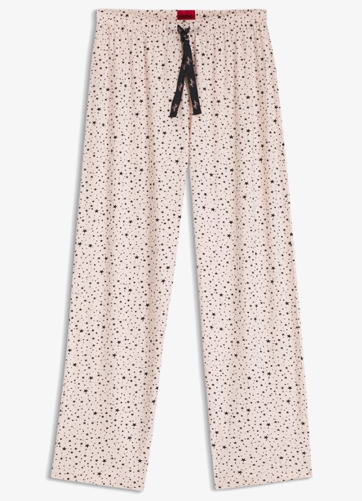 HUGO Pyjamabroek van stretchjersey met all-over print - voorkant oudroze