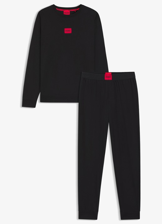 HUGO Pyjamaset met logo in giftset - voorkant 3 zwart