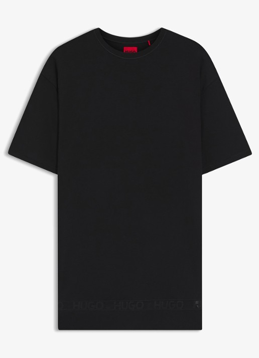 HUGO Pyjamashirt met mesh detail - voorkant 2 zwart
