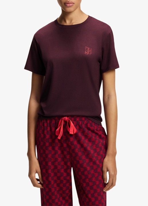 HUGO Pyjamashirt van stretchjersey met logoprint