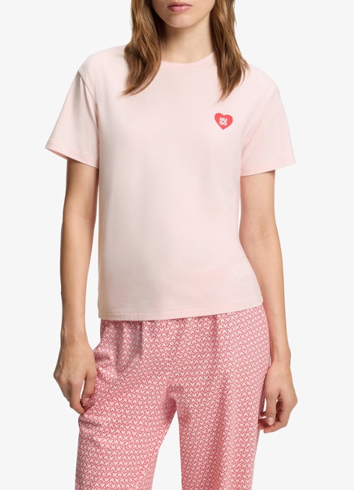 HUGO Pyjamashirt van stretchjersey met logoprint