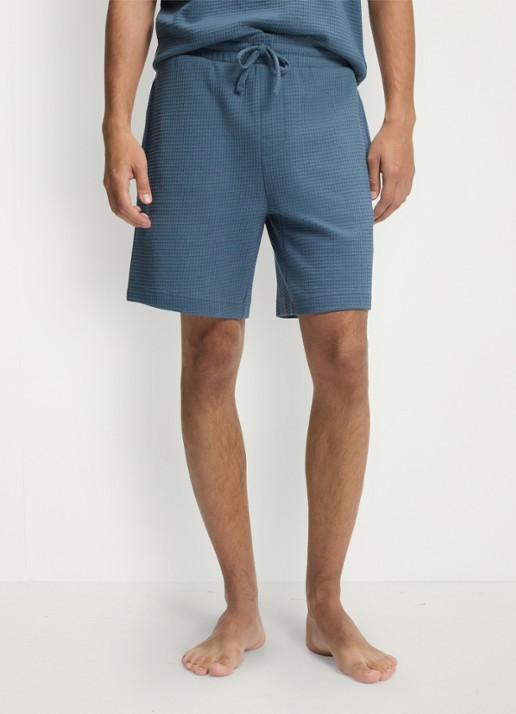 HUGO Pyjamashort met wafelstructuur en logostiksel