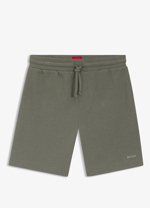 HUGO Pyjamashort met wafelstructuur en logostiksel - voorkant dark green-306 / groen