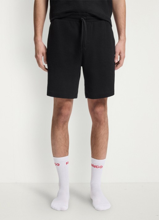 HUGO Pyjamashort met wafelstructuur en logostiksel